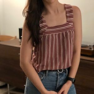 Lucky Brand Pink and White Striped Swing Tank